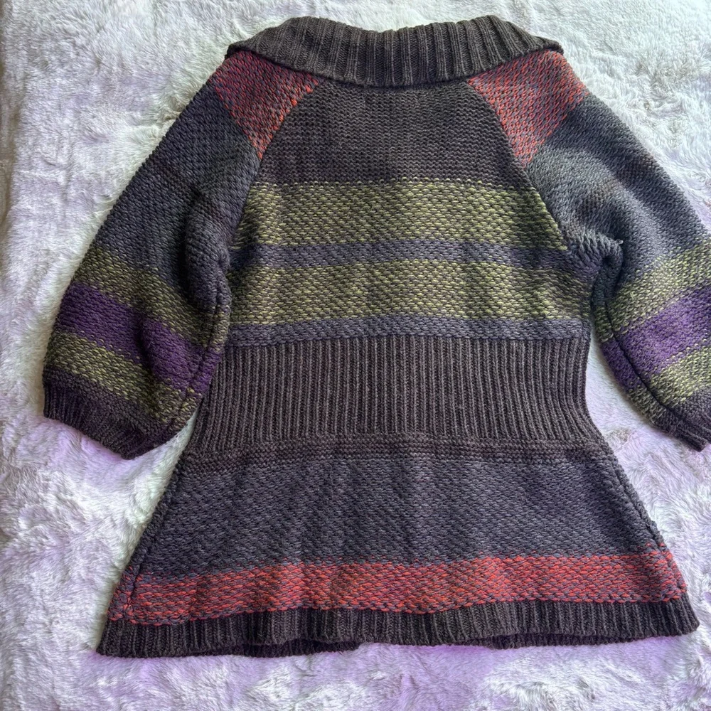 RXB Striped Brown Wool Blend Button-Up Women's Cardigan Sweater, Size M - Picture 6 of 6